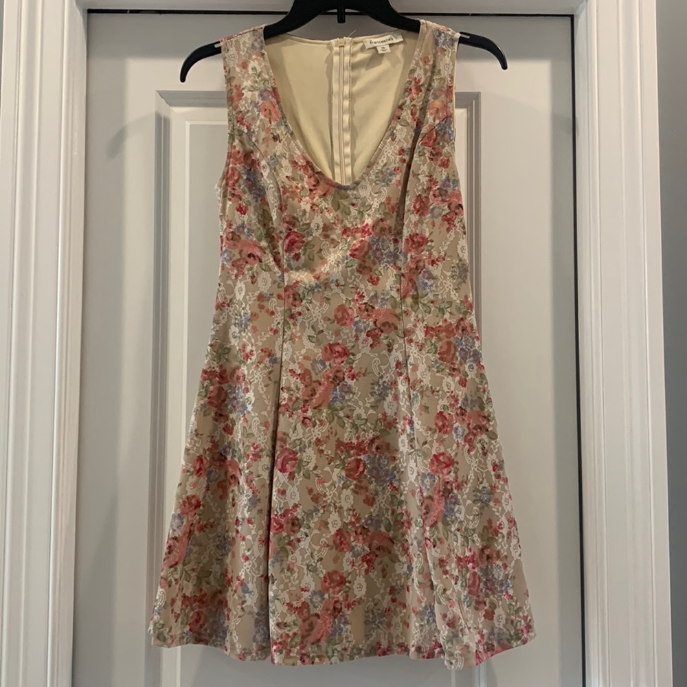 Francesca’s tan floral dress, size XS